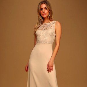 Lulus Falling in Love Gardenia Sleeveless Lace Maxi Dress! NEW!!!